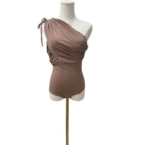 Fashion Nova One-Shoulder Brown Bodysuit | Size L